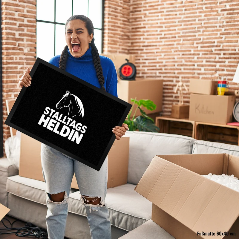 Pferdesilhouette Stalltags Heldin Fußmatte in 35x50 cm für Reiterinnen