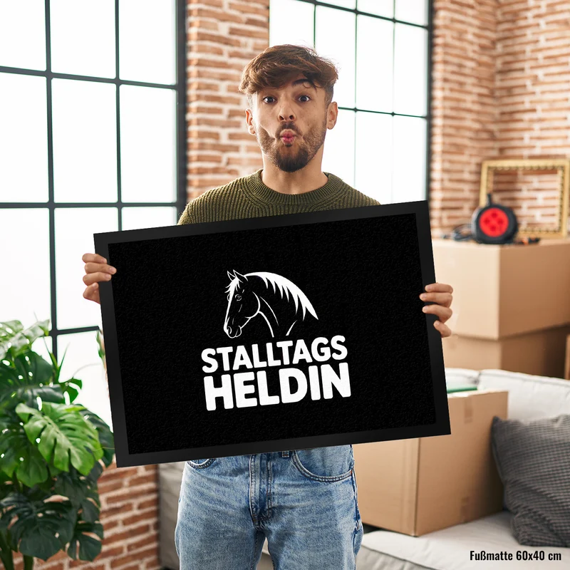 Pferdesilhouette Stalltags Heldin Fußmatte in 35x50 cm für Reiterinnen