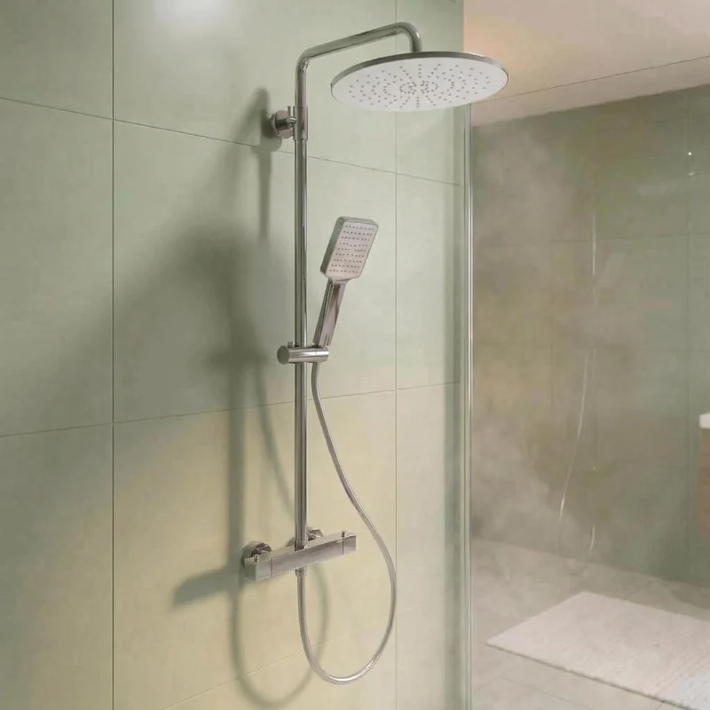 Garvee Struttura Alternativa Doccia Moderna con Miscelatore Termostatico Set Completo per Bagno, Installazione Facile, Cromato, Regolabile 360°