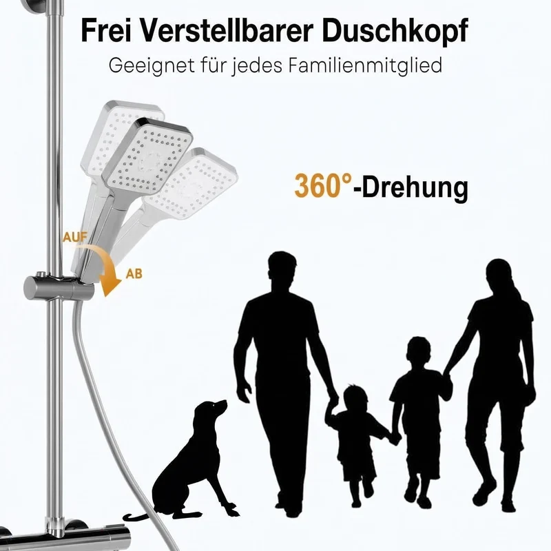 Garvee Struttura Alternativa Doccia Moderna con Miscelatore Termostatico Set Completo per Bagno, Installazione Facile, Cromato, Regolabile 360°