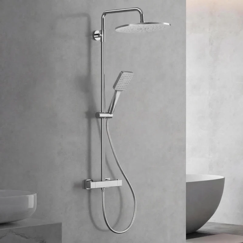 Garvee Struttura Alternativa Doccia Moderna con Miscelatore Termostatico Set Completo per Bagno, Installazione Facile, Cromato, Regolabile 360°
