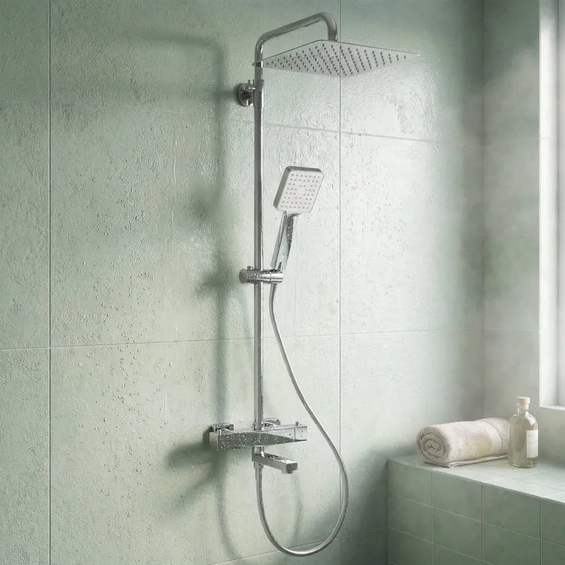 Garvee Struttura Alternativa Doccia Moderna con Miscelatore Termostatico Set Completo per Bagno, Cromato, Regolabile, Facile Installazione