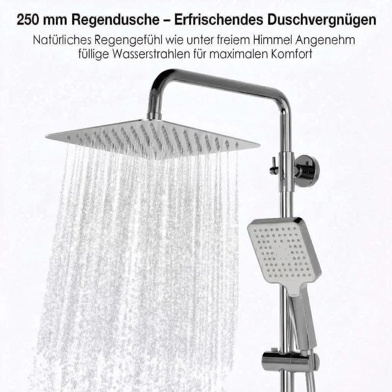 Garvee Struttura Alternativa Doccia Moderna con Miscelatore Termostatico Set Completo per Bagno, Cromato, Regolabile, Facile Installazione