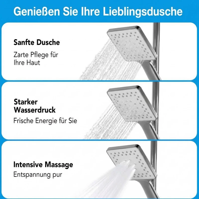 Garvee Struttura Alternativa Doccia Moderna con Miscelatore Termostatico Set Completo per Bagno, Cromato, Regolabile, Facile Installazione