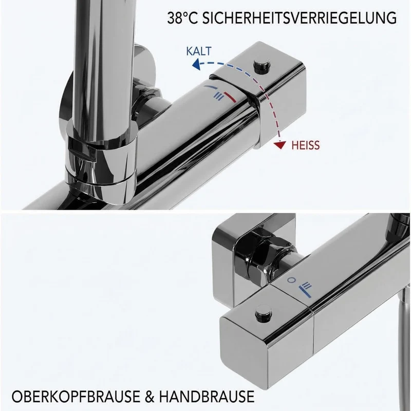 Garvee Struttura Alternativa Doccia Moderna con Miscelatore Termostatico Set Completo per Bagno, Cromato, Regolabile, Facile Installazione