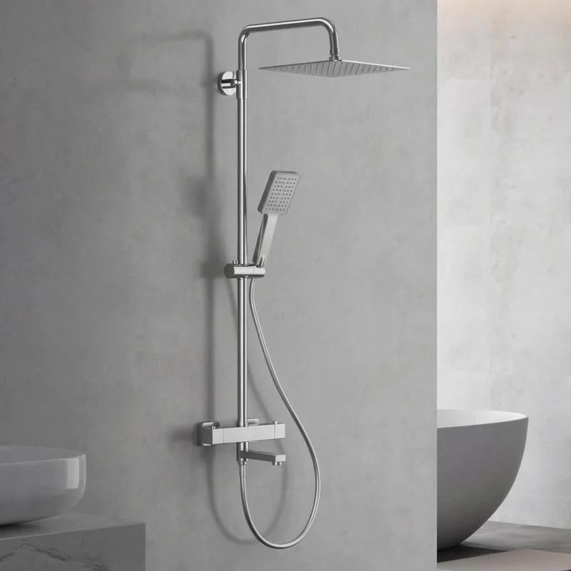 Garvee Struttura Alternativa Doccia Moderna con Miscelatore Termostatico Set Completo per Bagno, Cromato, Regolabile, Facile Installazione