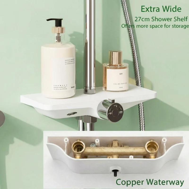 Garvee Sistema Doccia con Doccia a Soffione Set con Testina Doccia a Pioggia da 250 mm, Doccia a Mano 3+1 Funzioni, Acciaio Inox Cromato, Bagno Moderno, Regolabile in Altezza