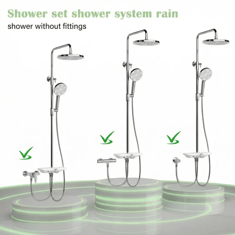 Garvee Sistema Doccia con Doccia a Soffione Set con Testina Doccia a Pioggia da 250 mm, Doccia a Mano 3+1 Funzioni, Acciaio Inox Cromato, Bagno Moderno, Regolabile in Altezza