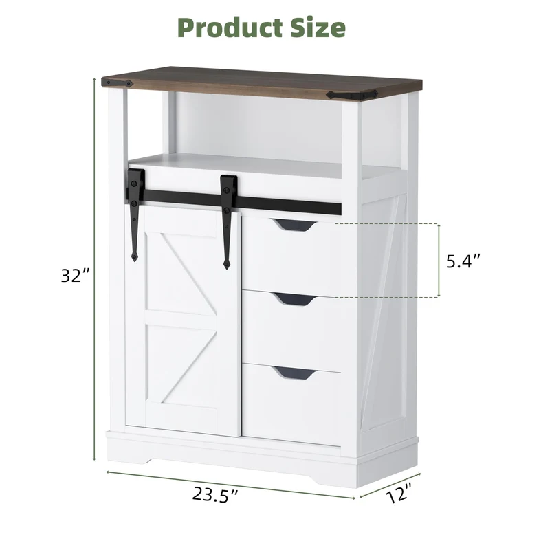 Mobile Portaoggetti d'Ingresso Garvee Bianco in MDF - Armadio Alto con Porta Scorrevole e 3 Cassetti - Compatto per Bagno, Cucina, Soggiorno