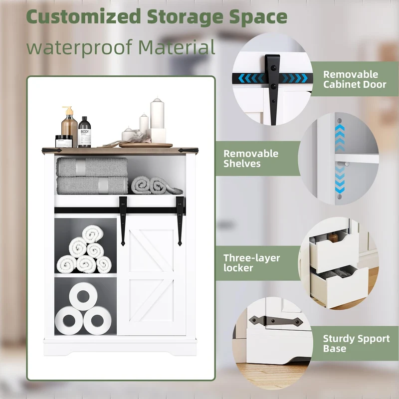 Mobile Portaoggetti d'Ingresso Garvee Bianco in MDF - Armadio Alto con Porta Scorrevole e 3 Cassetti - Compatto per Bagno, Cucina, Soggiorno
