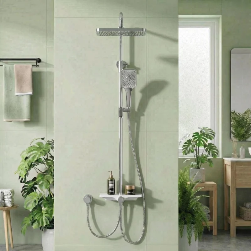 Sistema Doccia Garvee con Doccia a Soffione 250mm, Doccia a Mano 3+1 Funzioni, Acciaio Inox Cromato, Asta Doccia Regolabile, Bagno Moderno, Anticalcare