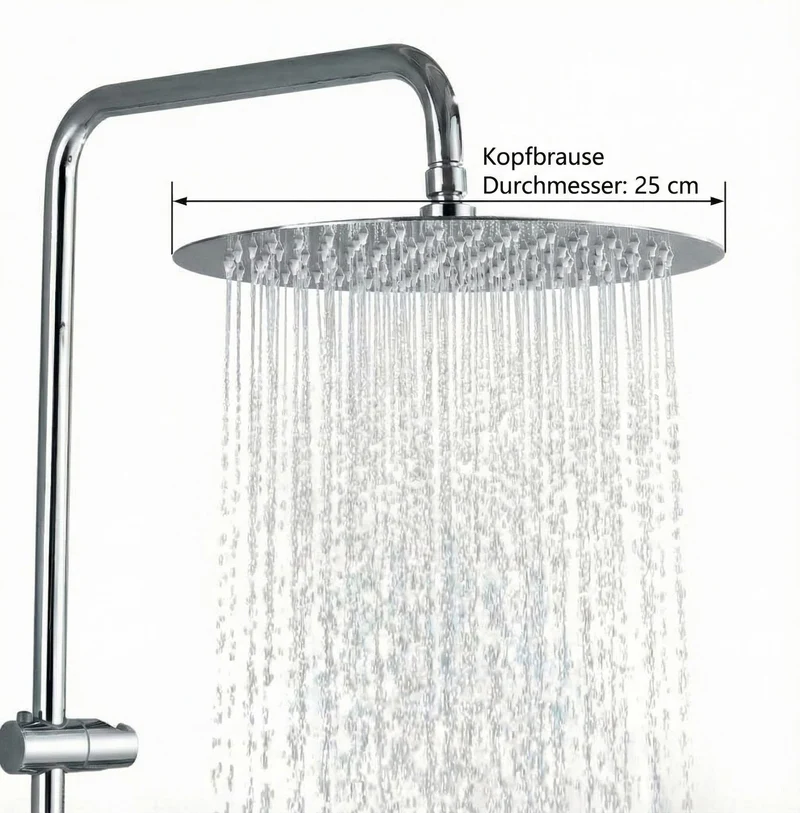 Garvee Sistema Doccia Moderno Senza Rubinetto, Soffione Rotondo 25 cm, Colonna Doccia Regolabile, Acciaio Inox, Bagno, Installazione Semplice, 3 Getti, Argento