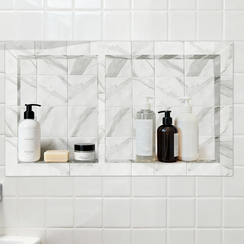 Nicho da Doccia Prefabbricato Garvee Impermeabile al 100% ad Alta Densità per Bagno e Doccia con Spazio Integrato