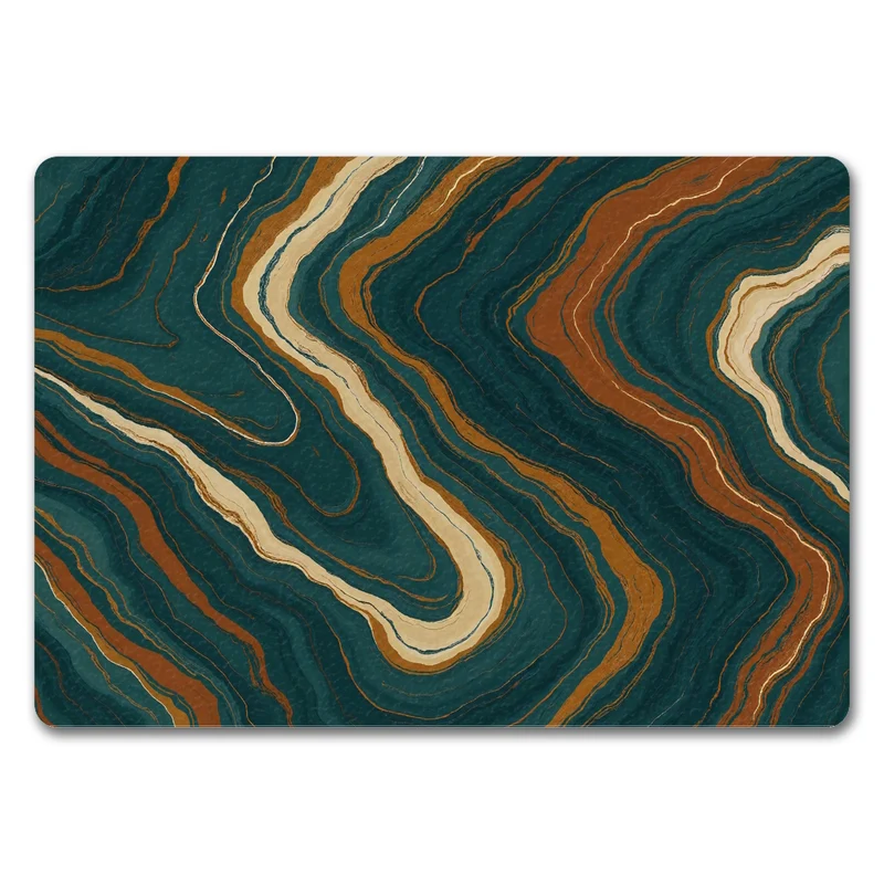 Teal Rost Wellen Fußmatte in 35x50 cm ohne Rand Kunstwerk für Büro
