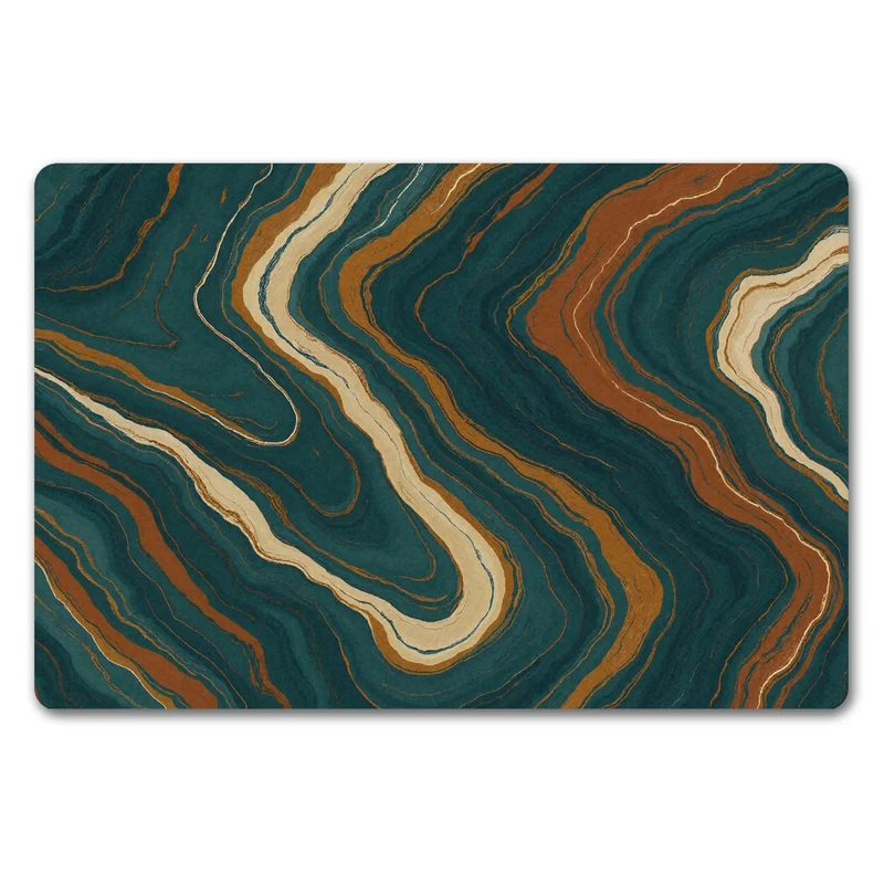Teal Rost Wellen Fußmatte in 35x50 cm ohne Rand Kunstwerk für Büro