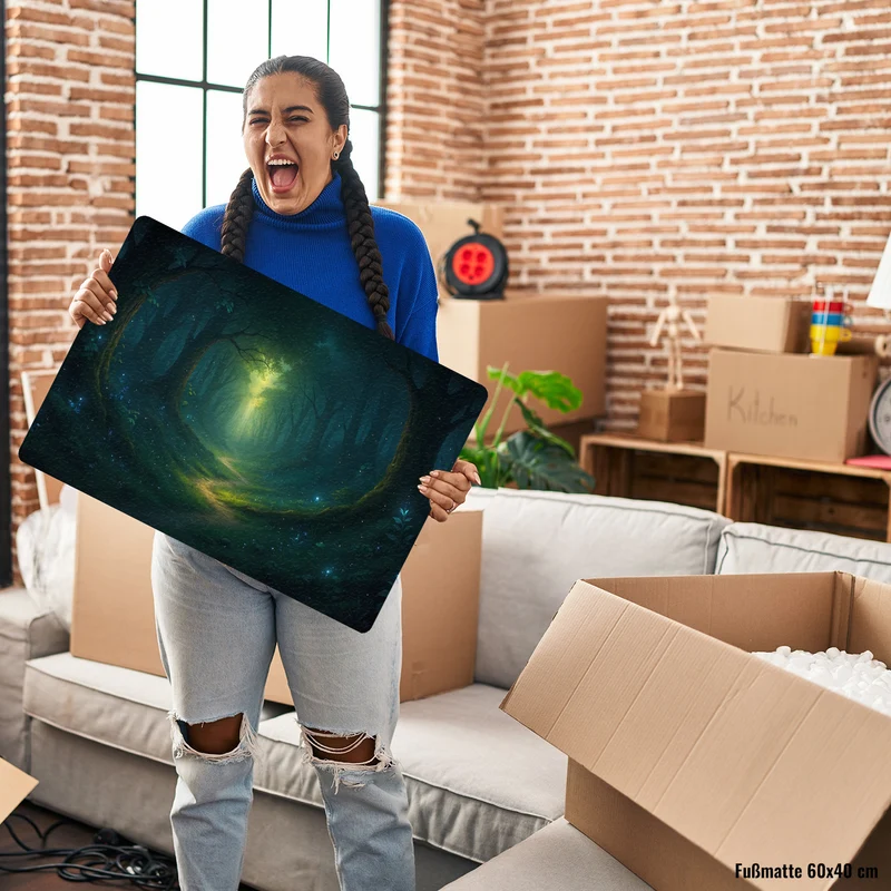 Mystischer Waldpfad Fußmatte in 35x50 cm ohne Rand für Naturfans