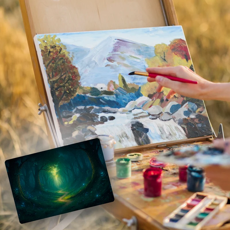 Mystischer Waldpfad Fußmatte in 35x50 cm ohne Rand für Naturfans
