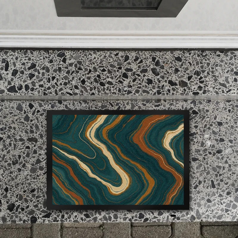 Teal Rost Wellen Fußmatte in 35x50 cm Kunstwerk für Büro