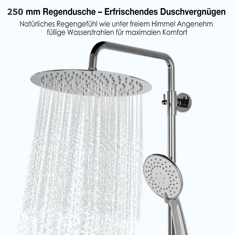 Garvee Sistema Doccia con Termostato e Sicurezza 38°C, Rubinetto Doccia con 3 Funzioni, Materiale Resistente, Montaggio Facile, Bagno Familiare, Argento