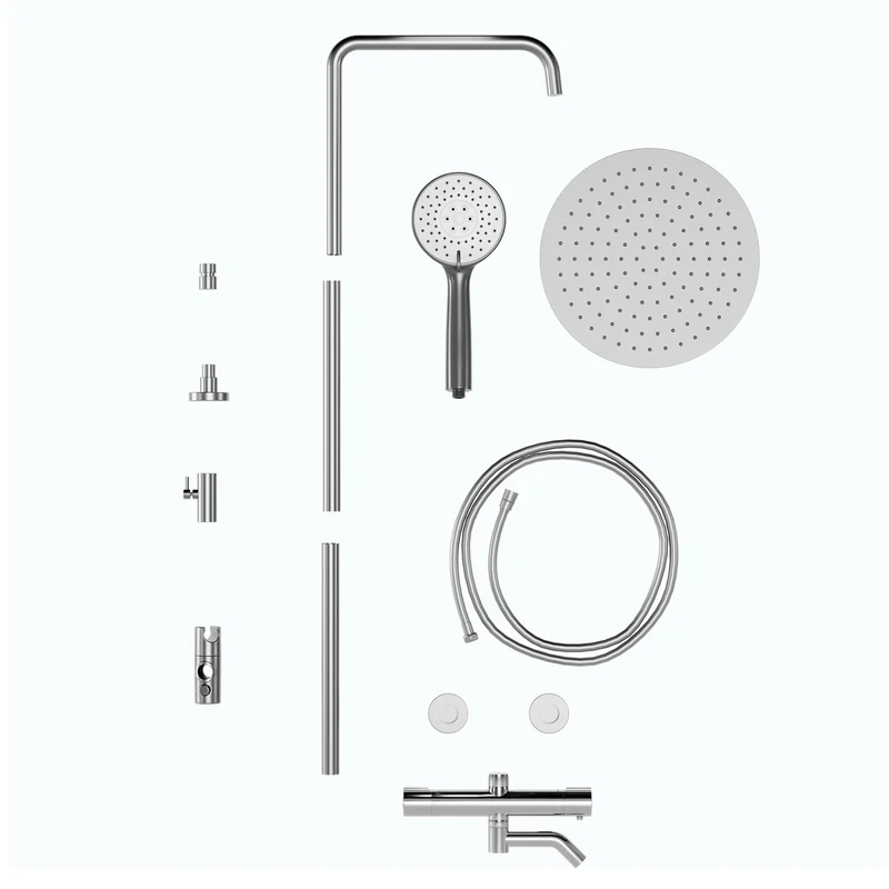 Garvee Sistema Doccia con Termostato e Sicurezza 38°C, Rubinetto Doccia con 3 Funzioni, Materiale Resistente, Montaggio Facile, Bagno Familiare, Argento