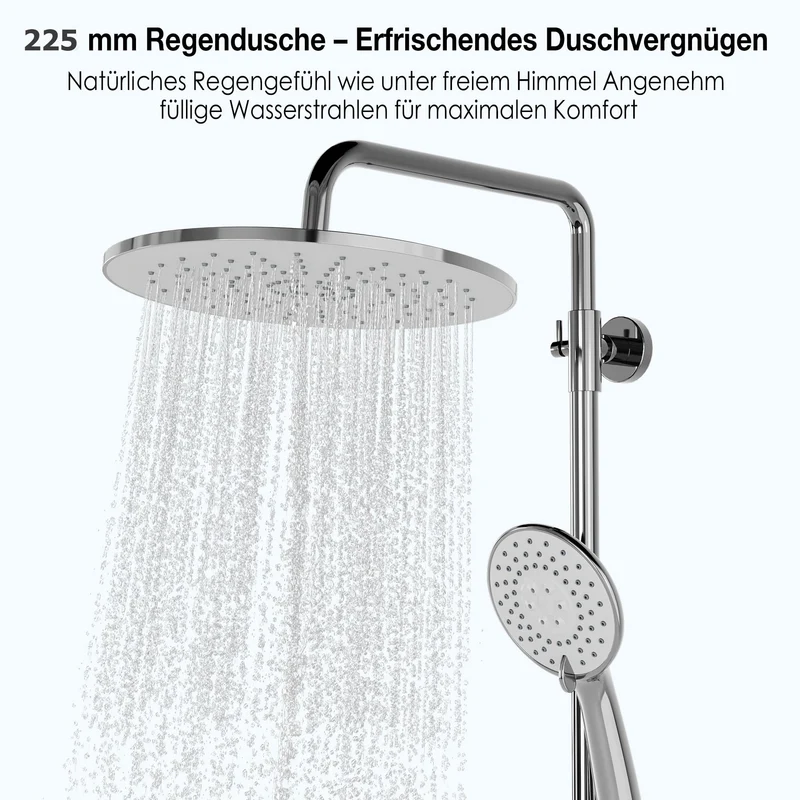 Garvee Sistema Doccia con Termostato Sicurezza 38°C, 3 Funzioni, Acciaio Inossidabile, Doccia Regolabile, Montaggio Facile, Bagno Familiare