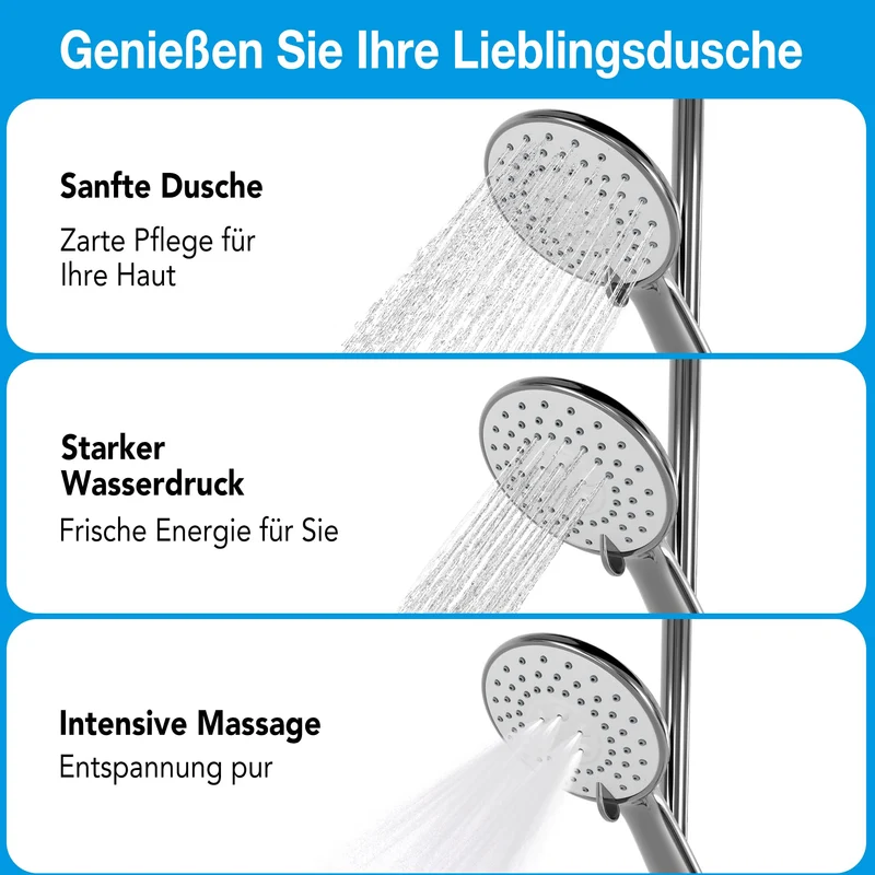Garvee Sistema Doccia con Termostato Sicurezza 38°C, 3 Funzioni, Acciaio Inossidabile, Doccia Regolabile, Montaggio Facile, Bagno Familiare