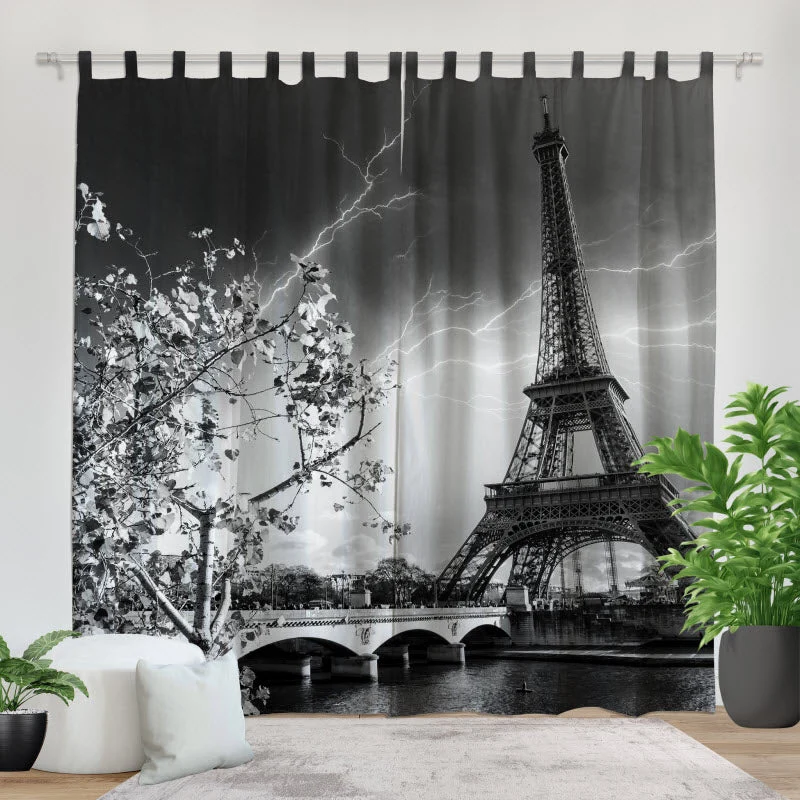Fotovorhang "Paris Eifelturm schwarz weiß"