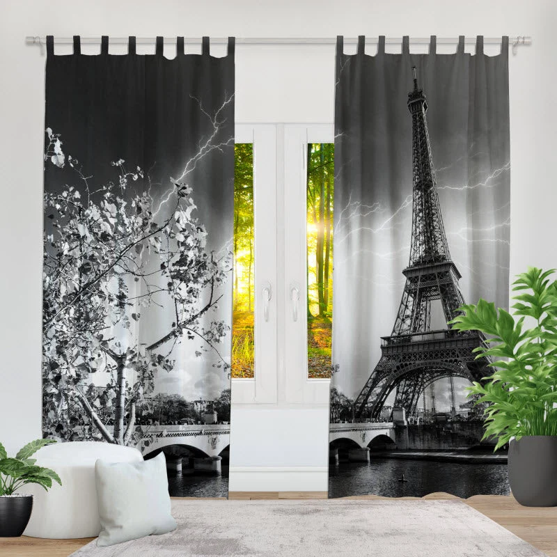 Fotovorhang "Paris Eifelturm schwarz weiß"