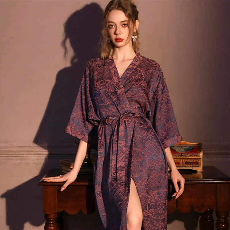 Robe mit abstraktem Muster und 3/4-Ärmeln