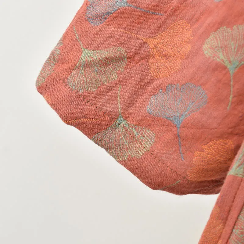 Ginkgoblatt-Baumwollgaze-Yukata-Robe