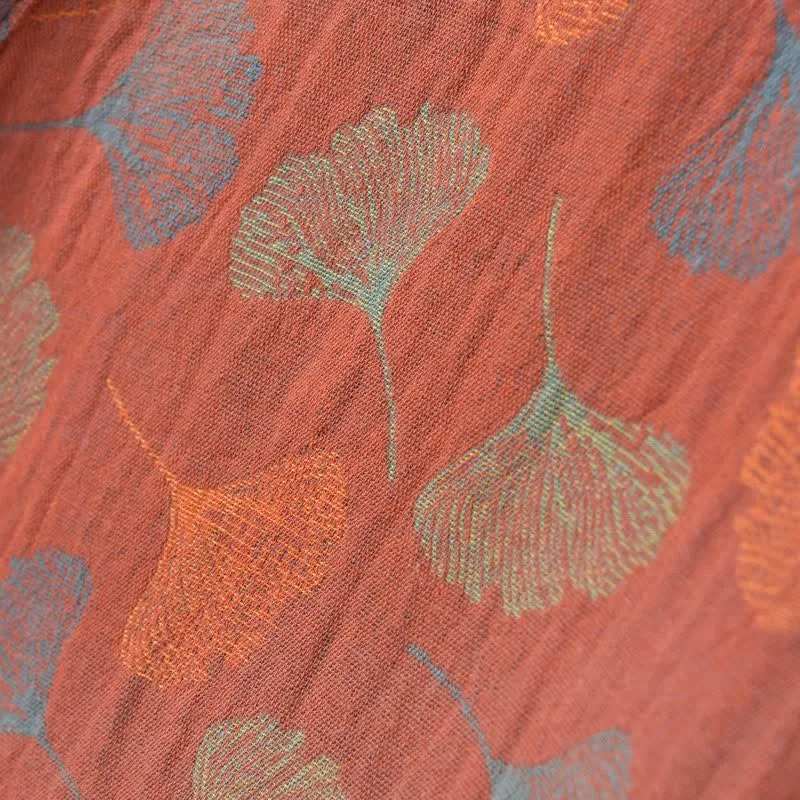 Ginkgoblatt-Baumwollgaze-Yukata-Robe