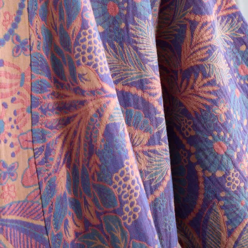 Jungle Leaf Kurzarm-Baumwollbademantel