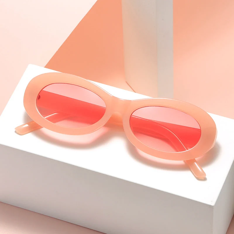 Dame trendy ovale solbriller med UV-beskyttelse og innovativ design Luvikno