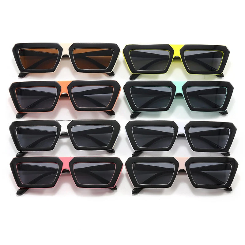 Dame geometrisk solbrille i trendy design Luvikno