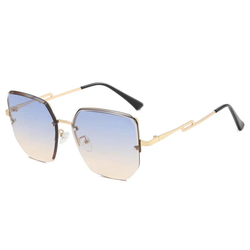 Dame geometrisk designer-solbrille med speilende linser Luvikno