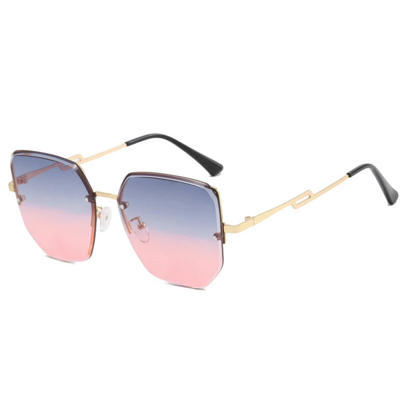 Dame geometrisk designer-solbrille med speilende linser Luvikno