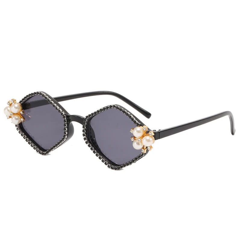 Damer ekstravagant solbrille med glamorøse perledetaljer Luvikno