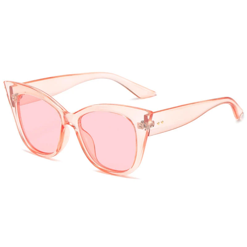 Dame ekstravagante Cat-Eye-solbriller med speilreflekterte linser Luvikno