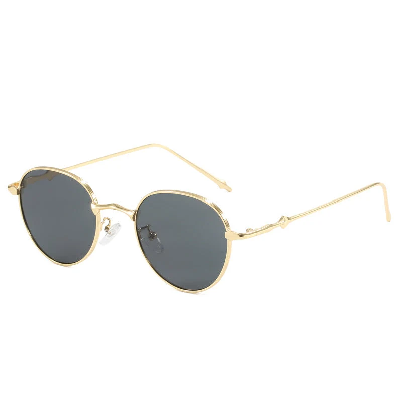 Dame elegante runde solbriller med moderne metallramme Luvikno