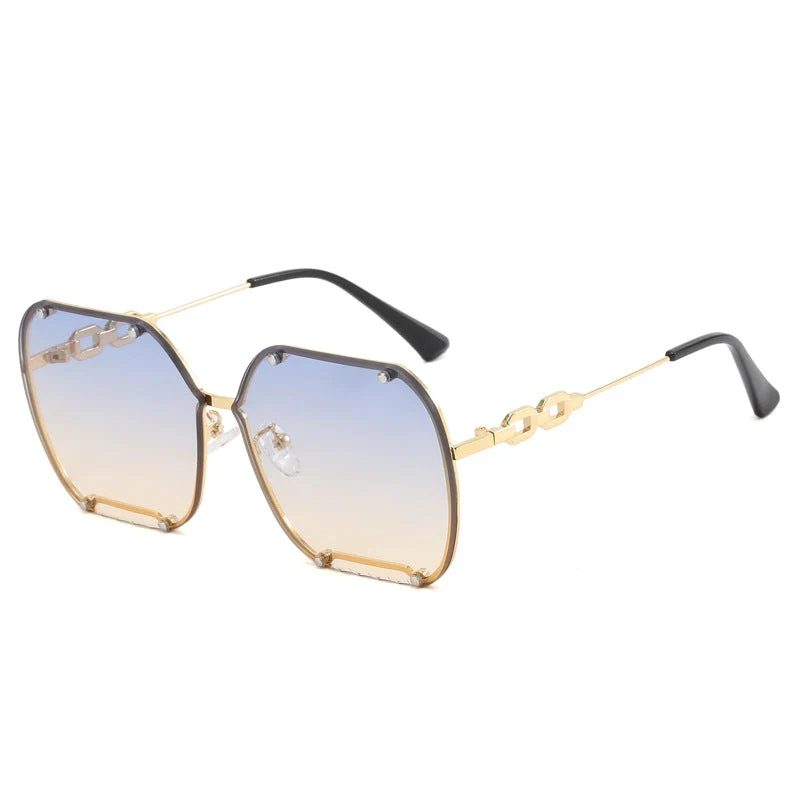 Dame elegant sekskantet designer-solbrille med luksuriøse aksenter Luvikno