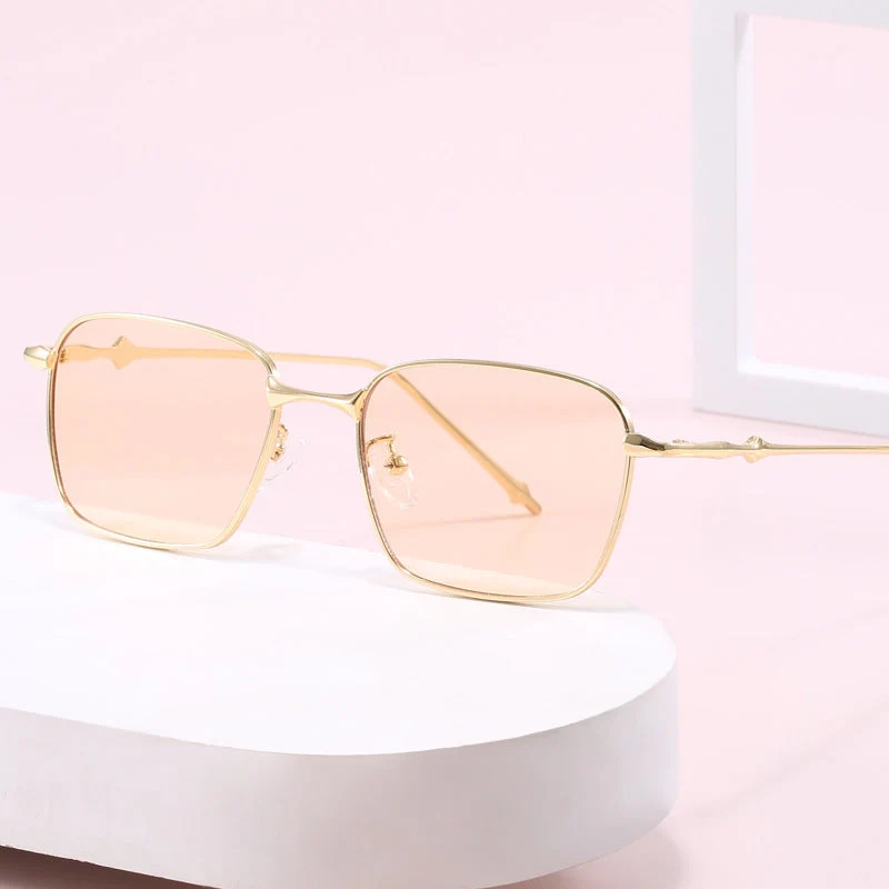 Dame elegant firkantet solbrille med høykvalitets metallramme Luvikno