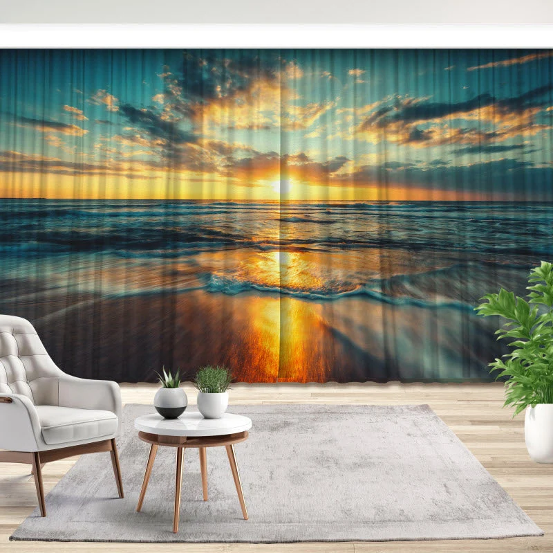 Fotovorhang "Meer mit Sonnenuntergang"