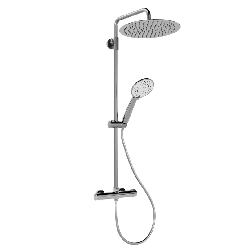 Garvee Sistema Doccia con Termostato Sicurezza 38°C, Doccia a 3 Funzioni, Materiale Resistente, Montaggio Facile per Bagno Familiare, Regolabile, Argento
