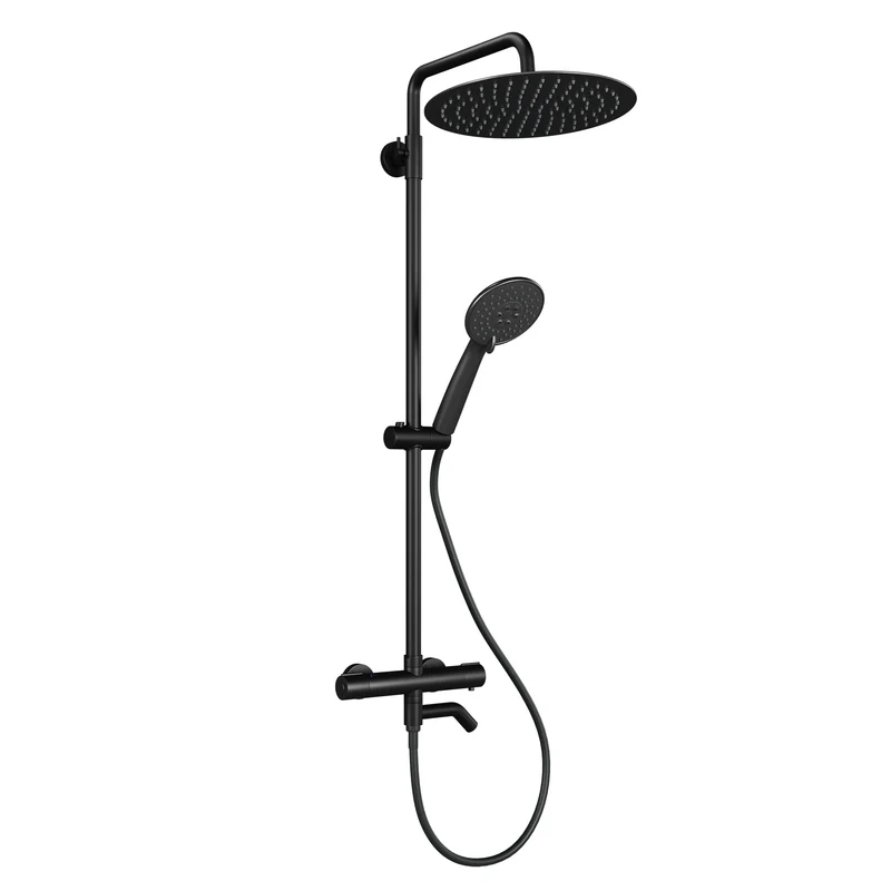 Garvee Sistema Doccia con Termostato Sicurezza 38°C, Doccia a Mano 3 Funzioni, Materiale Resistente, Montaggio Facile, Bagno Familiare, Argento