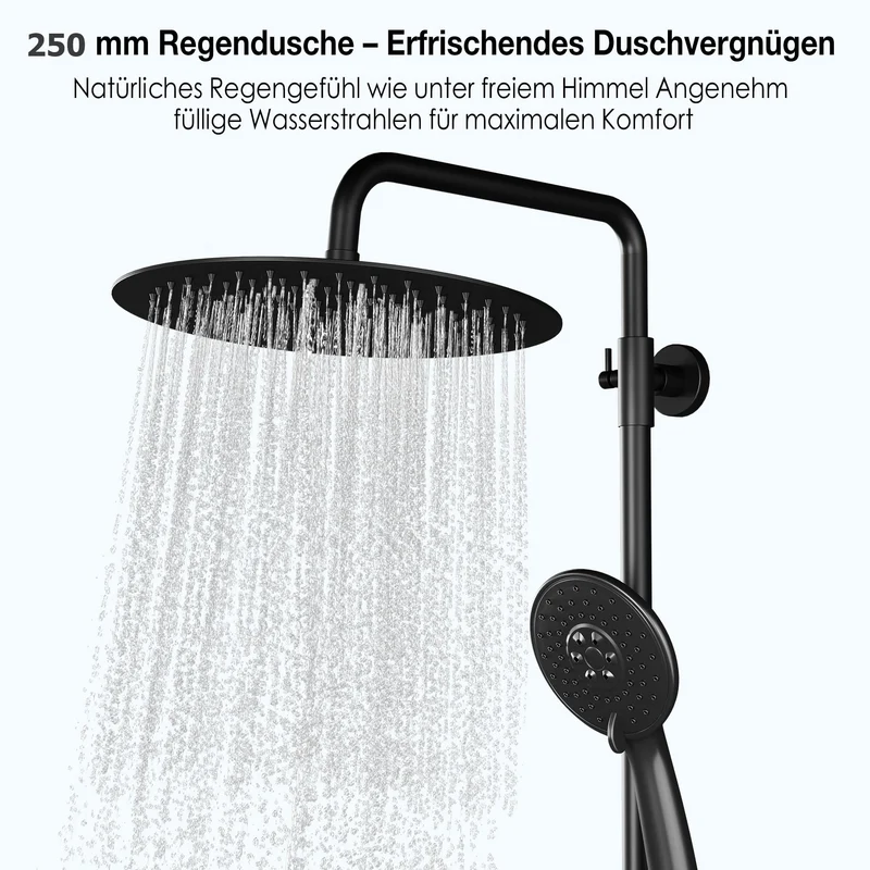 Garvee Sistema Doccia con Termostato Sicurezza 38°C, Doccia a Mano 3 Funzioni, Materiale Resistente, Montaggio Facile, Bagno Familiare, Argento
