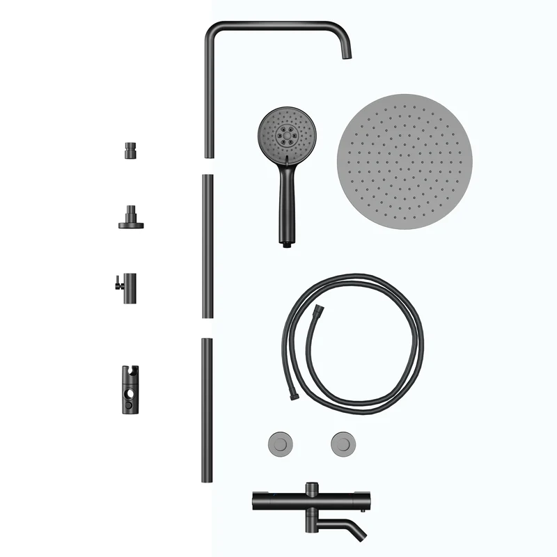 Garvee Sistema Doccia con Termostato Sicurezza 38°C, Doccia a Mano 3 Funzioni, Materiale Resistente, Montaggio Facile, Bagno Familiare, Argento