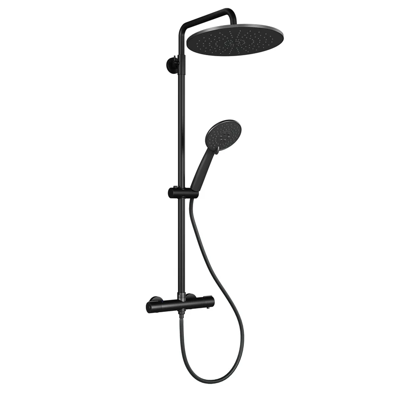 Sistema Doccia Garvee con Termostato Sicurezza 38°C, Doccia a Mano 3 Funzioni, Materiale Resistente, Montaggio Facile, Asta Doccia, Bagno Familiare, Moderno, Argento