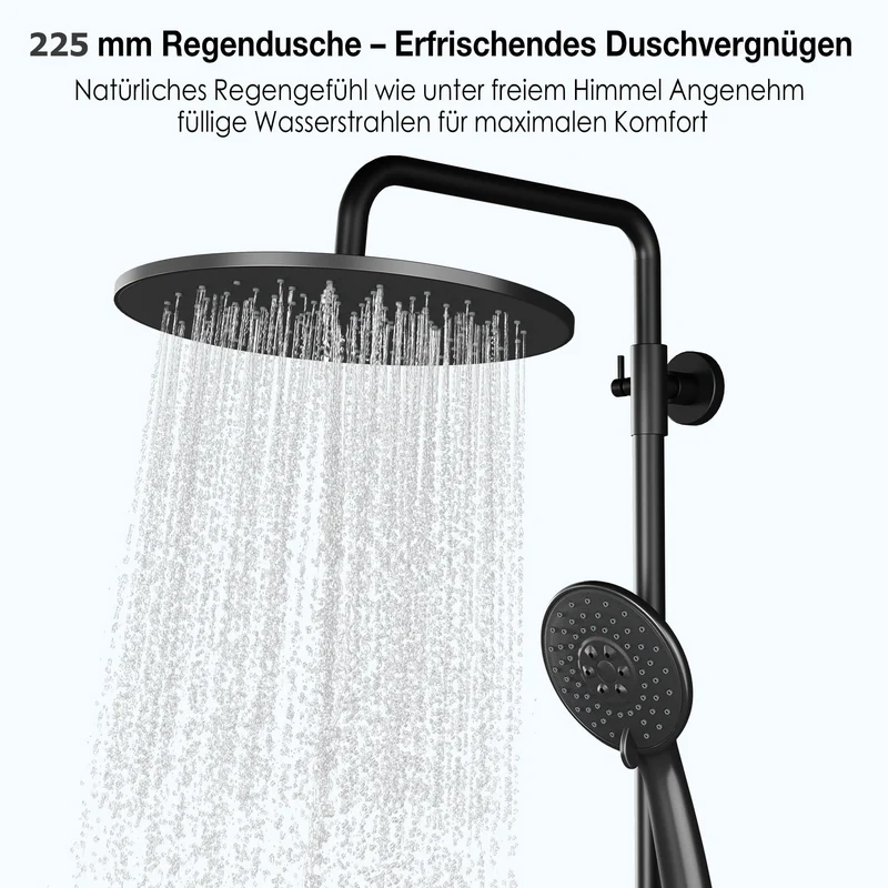 Sistema Doccia Garvee con Termostato Sicurezza 38°C, Doccia a Mano 3 Funzioni, Materiale Resistente, Montaggio Facile, Asta Doccia, Bagno Familiare, Moderno, Argento