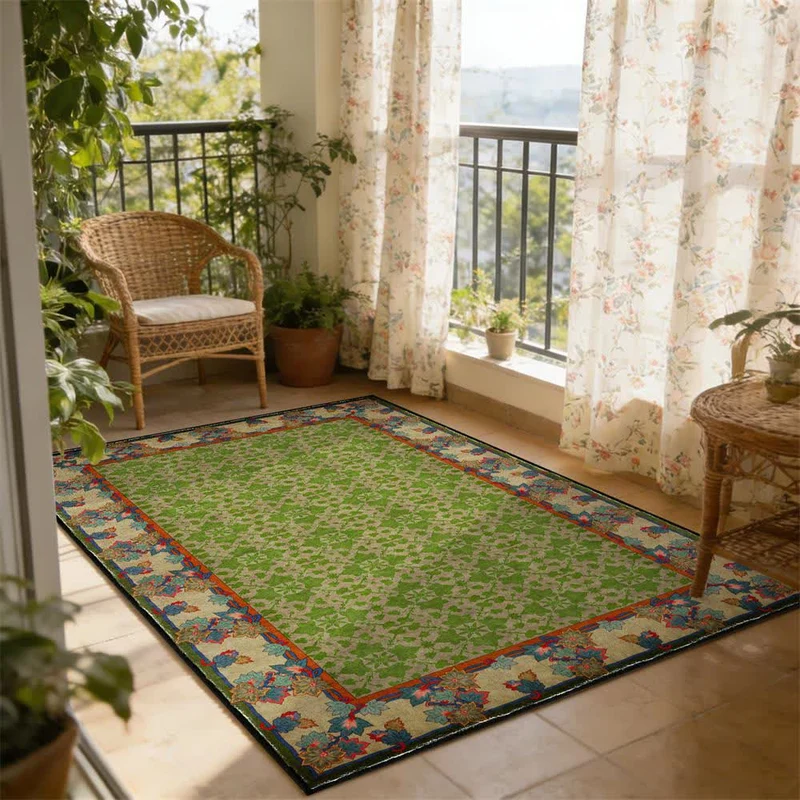 Rustikaler, botanischer, rutschfester Teppich im Landhausstil