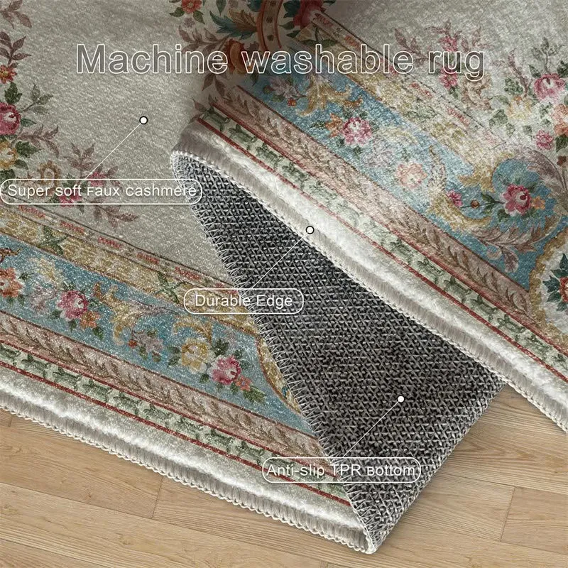 Eleganter Teppich im französischen Schlossstil mit Blumenmuster